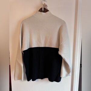 Zara Black and Cream Turtleneck Sweater